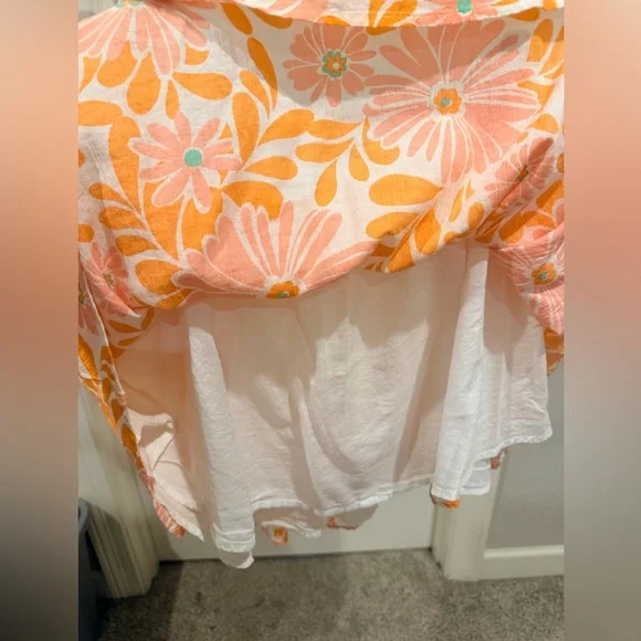 Aerie Floral Pink Orange and White Skirt with Liner Side Ties size M - Picture 6 of 6